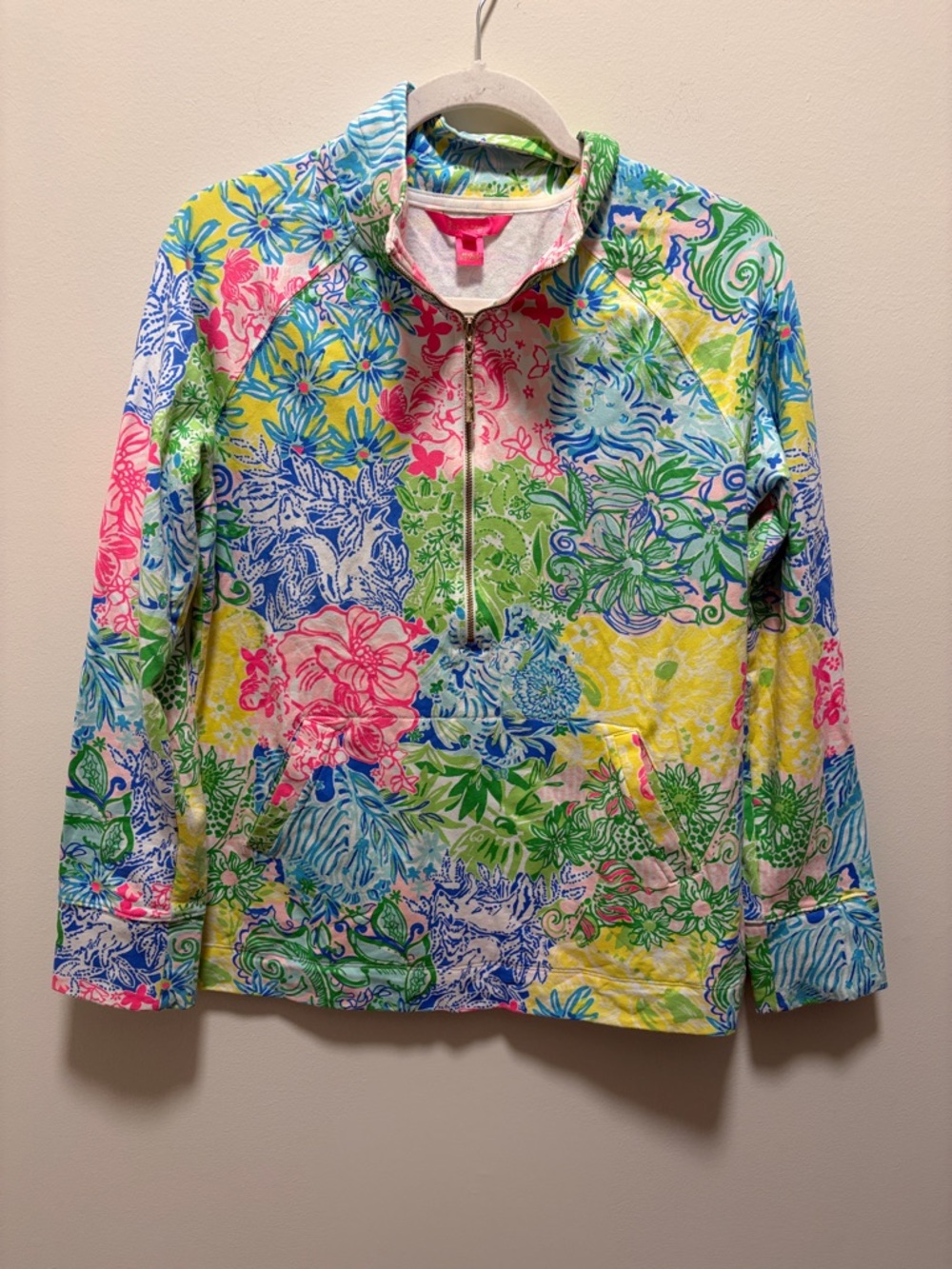 Lilly Pulitzer Colorful Floral Half-Zip Pullover - Multicolor Size Medium